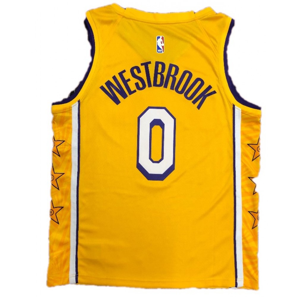 Men's Los Angeles Lakers Russell Westbrook #0 Yellow Swingman NBA Jersey - City Edition-Pro Kit Vault | Brand New 26/27 Sports Jerseys